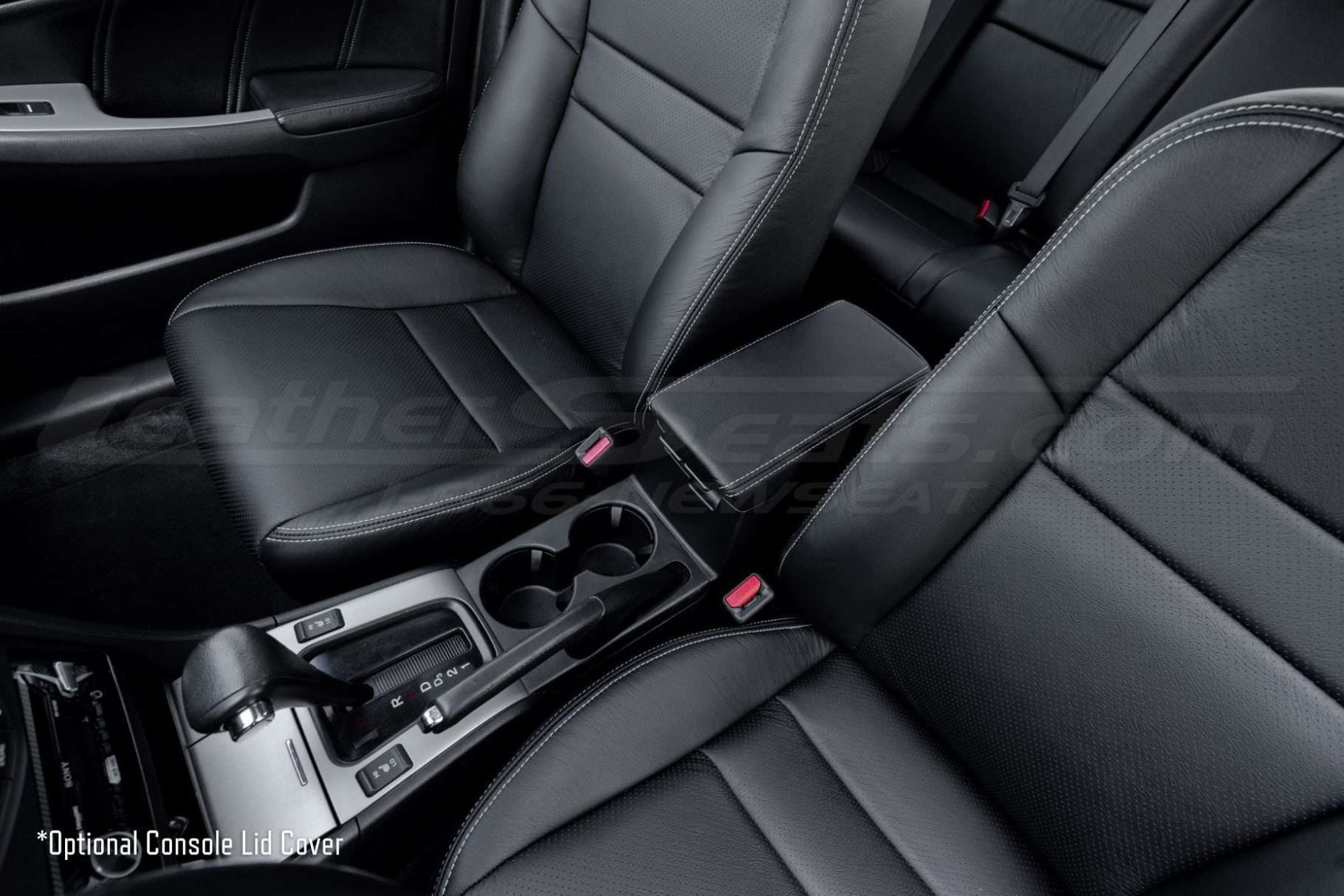 Wide view of installed console lid for Honda Accord