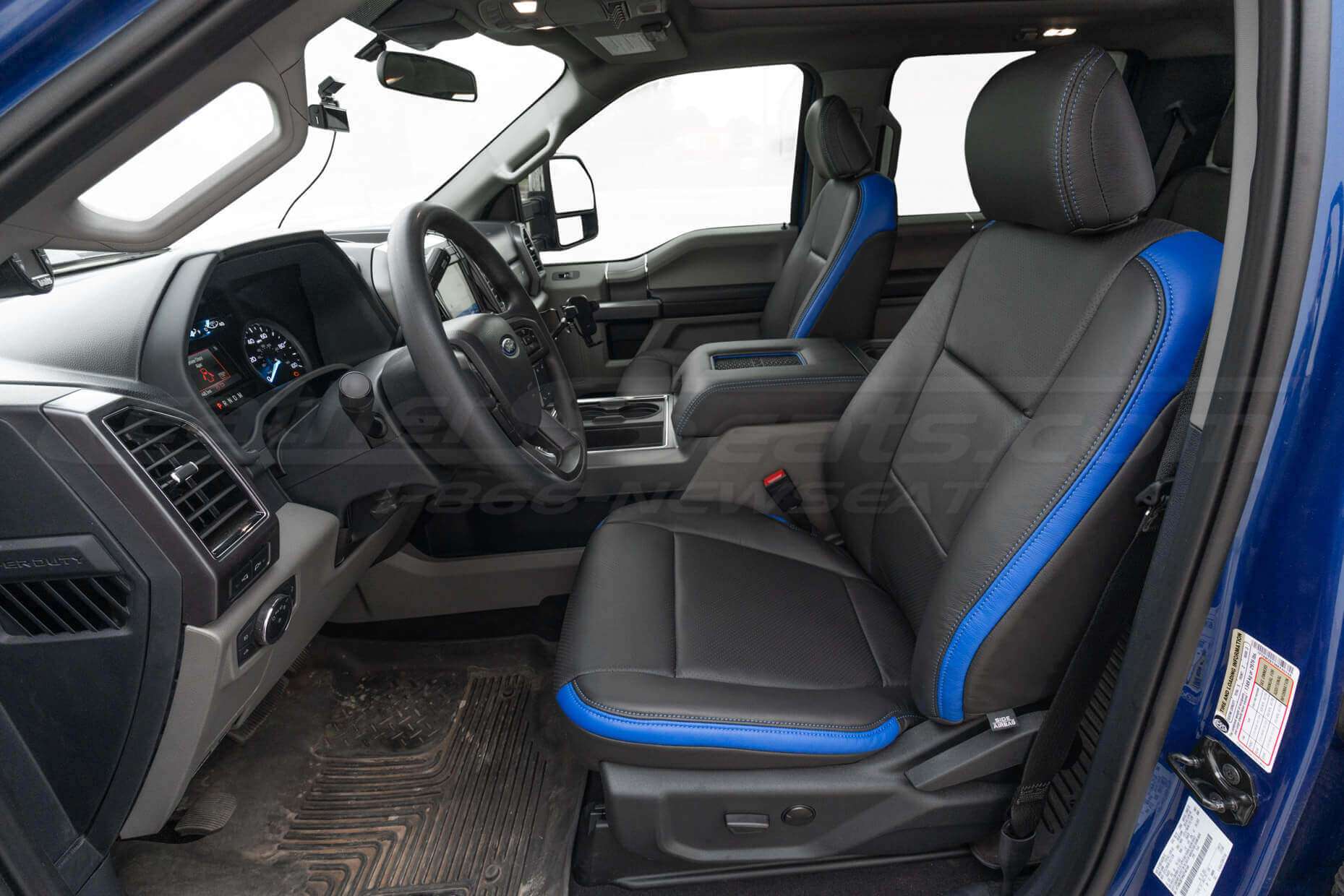 2019-2022 Ford F-250 Crew Cab with Black and Cobalt leather seats - installed - front driver