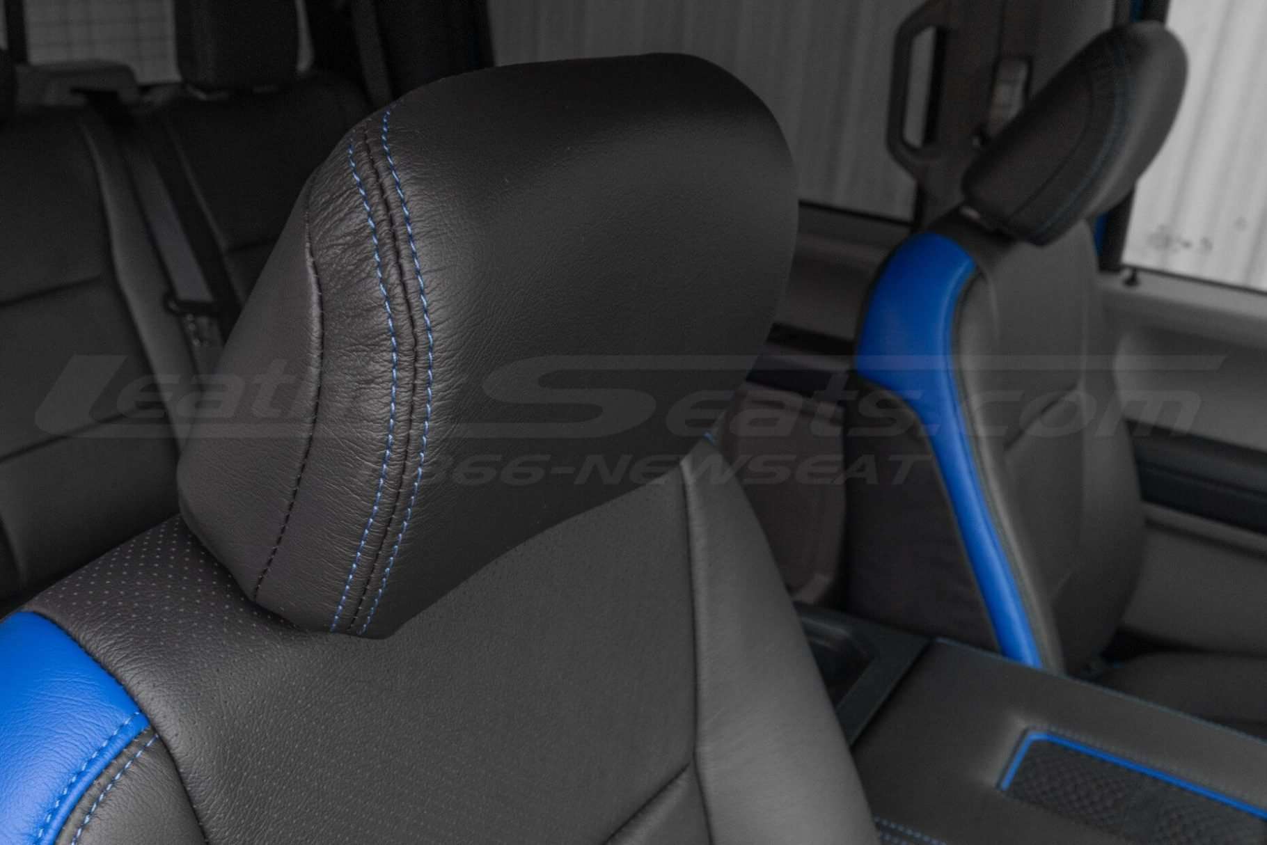 Dark Graphite leather headrest close-up