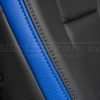 Contrasting double-stitching in Cobalt on Cobalt and Dark Graphite leather