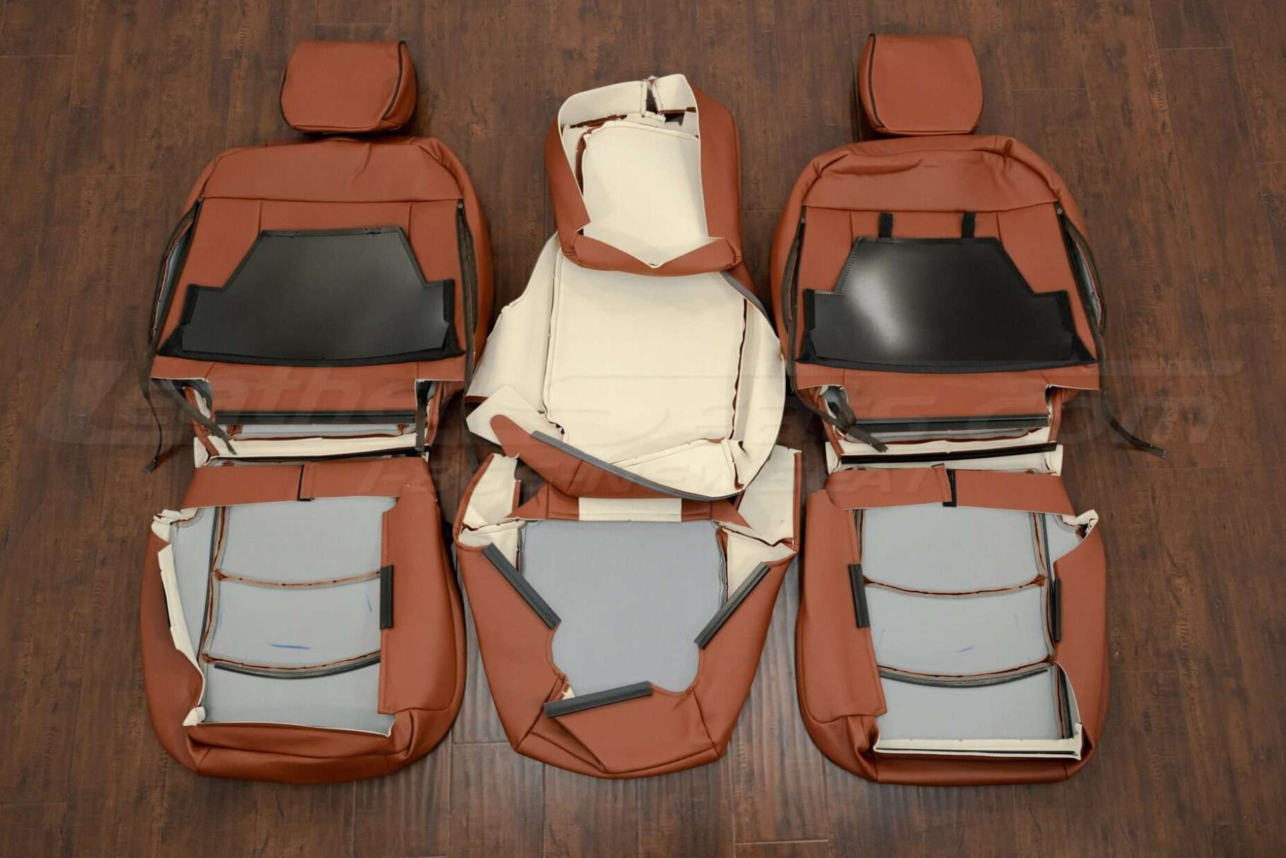 Front seat upholstery flipped