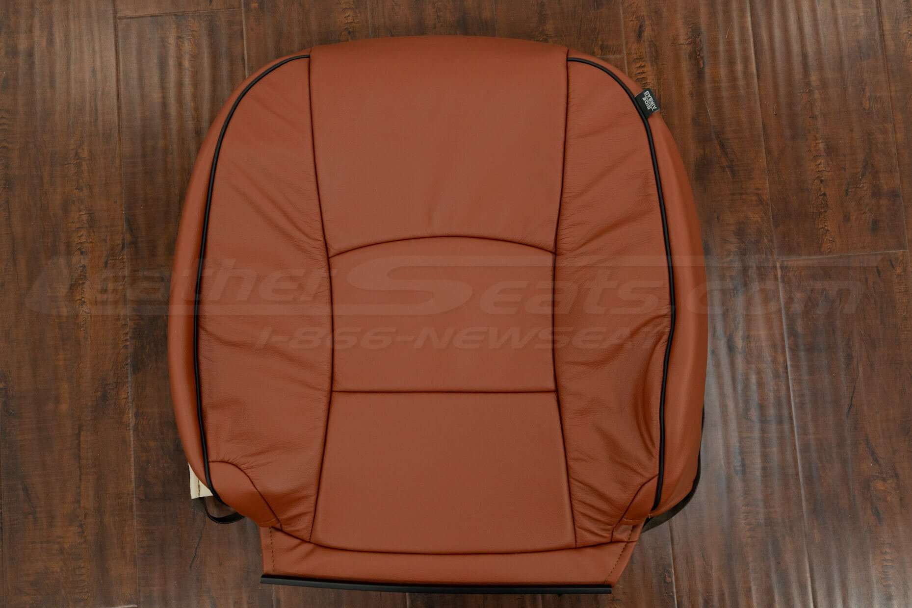 Dodge Ram Leather Backrest Upholstery in Mitt Brown with Black Piping