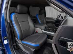 Dark Graphite with Cobalt Blue Wings installed leather seats - Front passenger