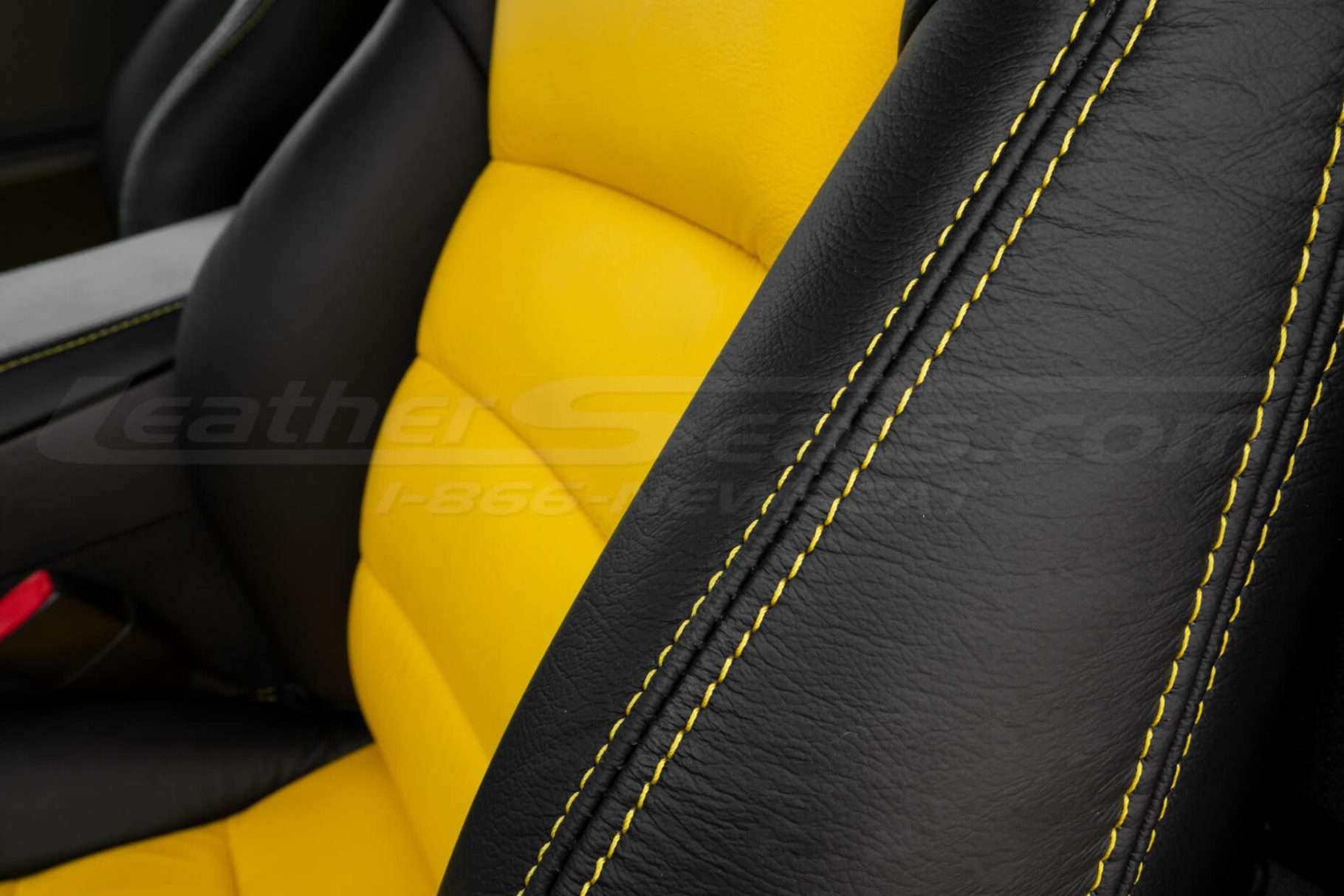 Contrasting Velocity Yellow stitching on Black bolster