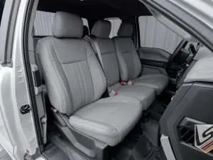 Light Grey Leather Ford F-150 Seats. with Middle Jump Seat raised