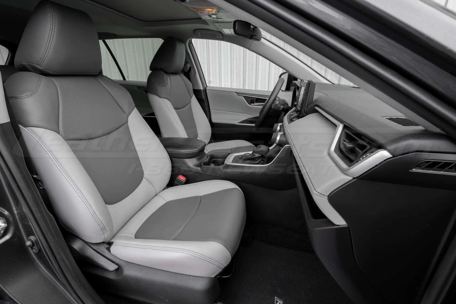 2019-2023 Toyota RAV4 custom two-tone leather interior - Dove Grey and Light Grey - Installed front passenger seat
