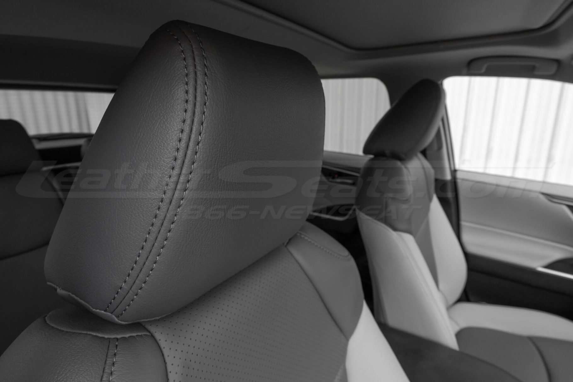 Light Grey Leather Headrest close-up