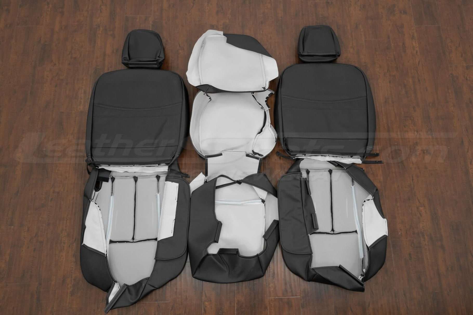 Back view of front seat and console upholstery