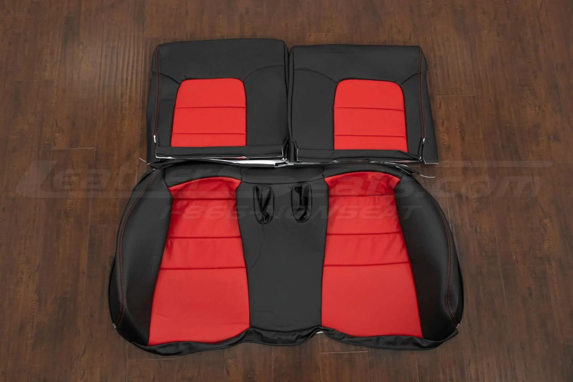 Mitsubishi Eclipse Leather Seat Kit - Black/Bright Red - Rear seat upholstery