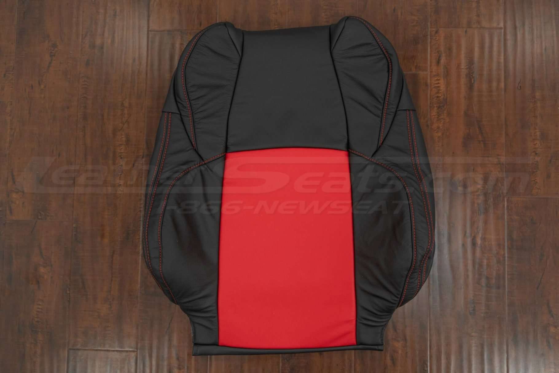Black & Bright Red Leather Backrest upholstery with Bright red double-stitching