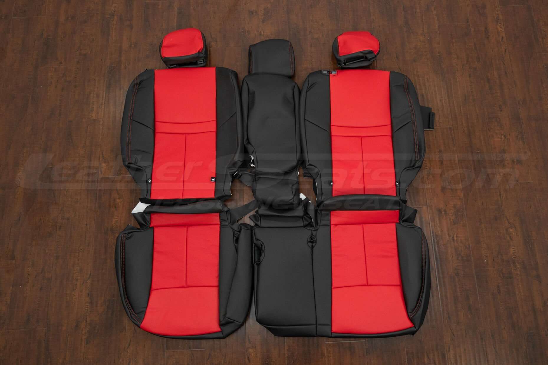 NissanRogue Leather Seat Interior Kit - Black/Bright Red - Rear seat upholstery w/ Armrest