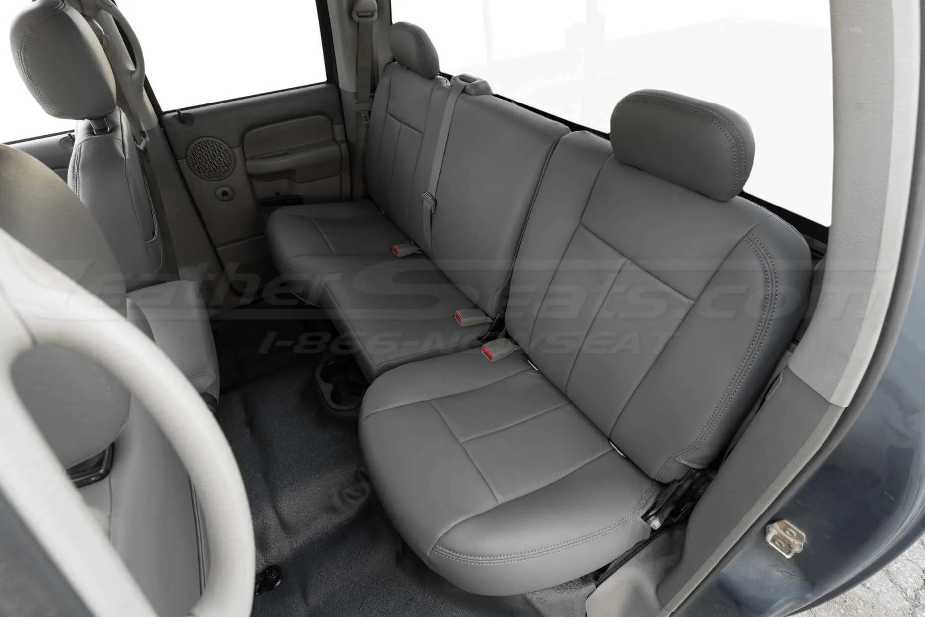 2002-2005 Dodge Ram Quad Cab with Installed 60/40 Rear Seats in Light Grey