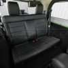 Installed Two-Tone Black w/ Piazza Green Inserts Jeep Wrangler JK Rear Leather Seats