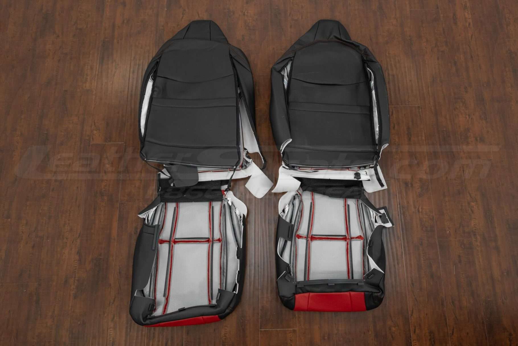 Back view of front seat upholstery