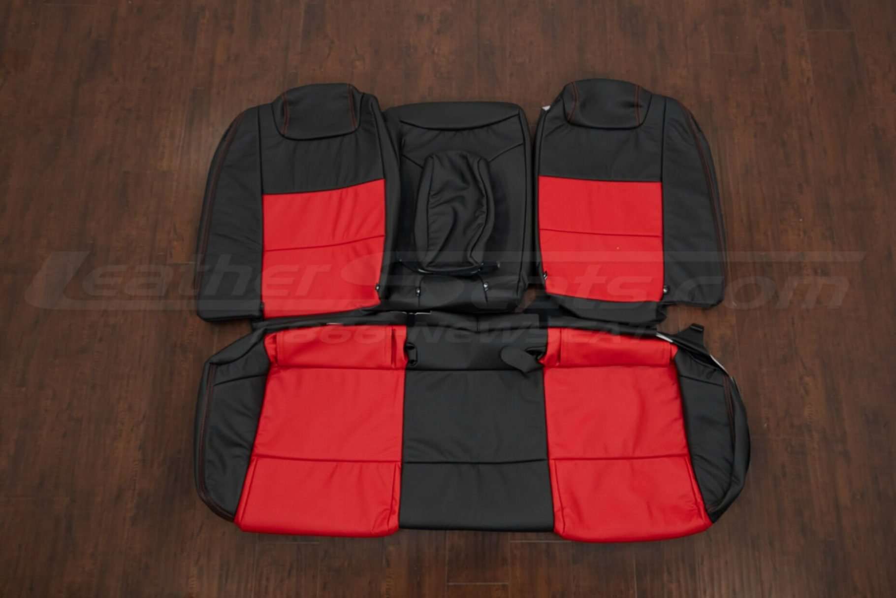 2008-2009 Pontiac G8 Leather Seat Interior Kit - Black/Bright Red - Rear seat upholstery with Armrest