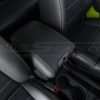 Installed Leather Console Lid Cover with Black leather and Hyper Green stitching