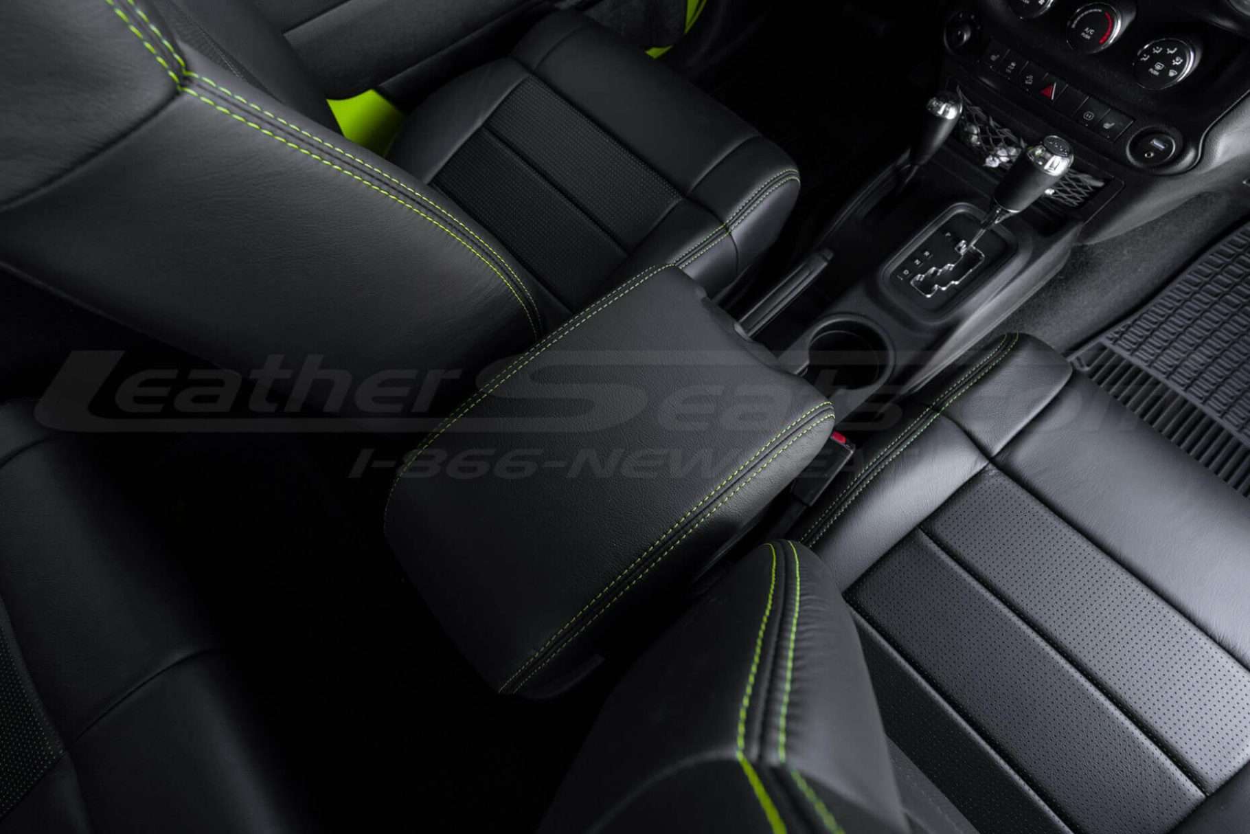 Top-down back view of leather console lid cover