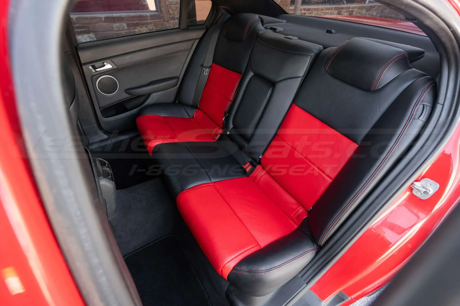 2008-2009 Pontiac G8 with installed rear leather seats in Black and Bright Red