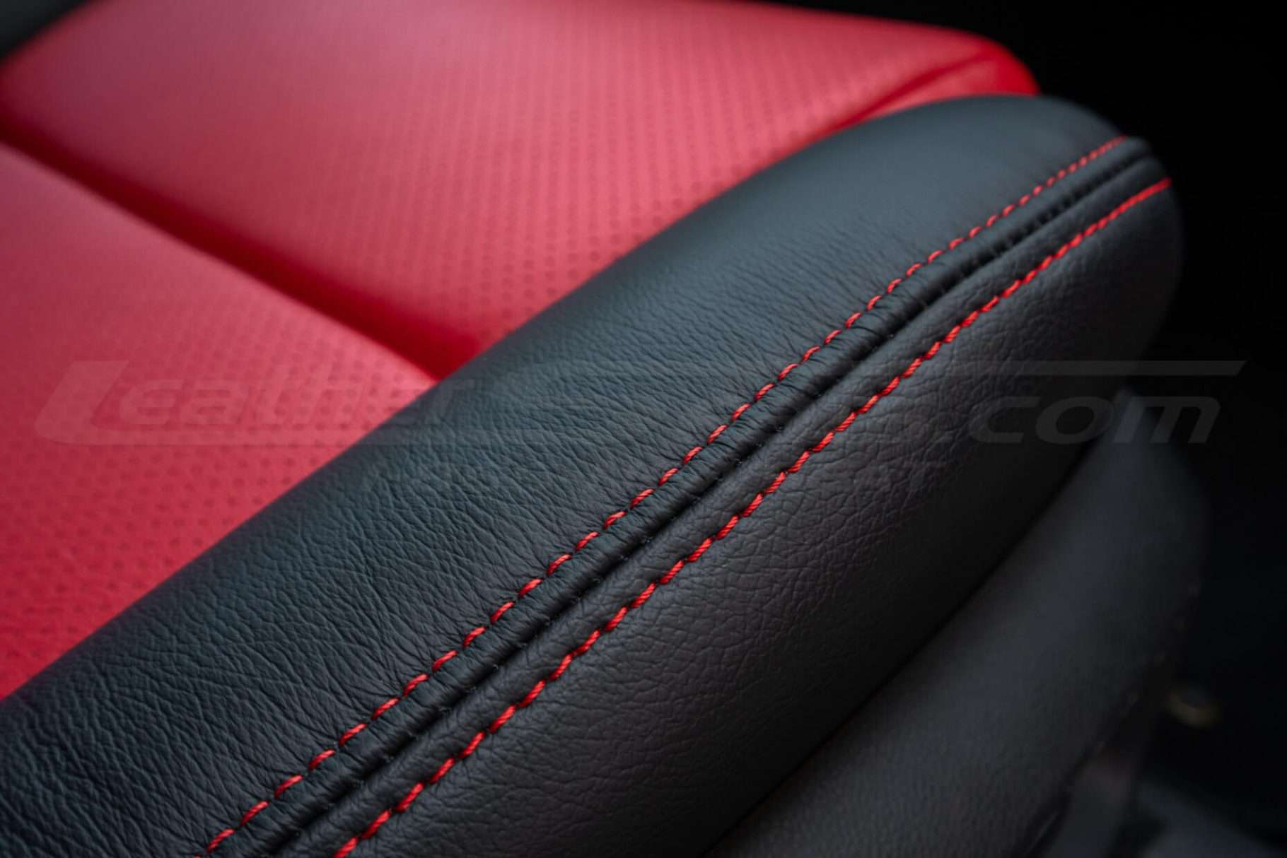 Bright Red double-stitching close-up