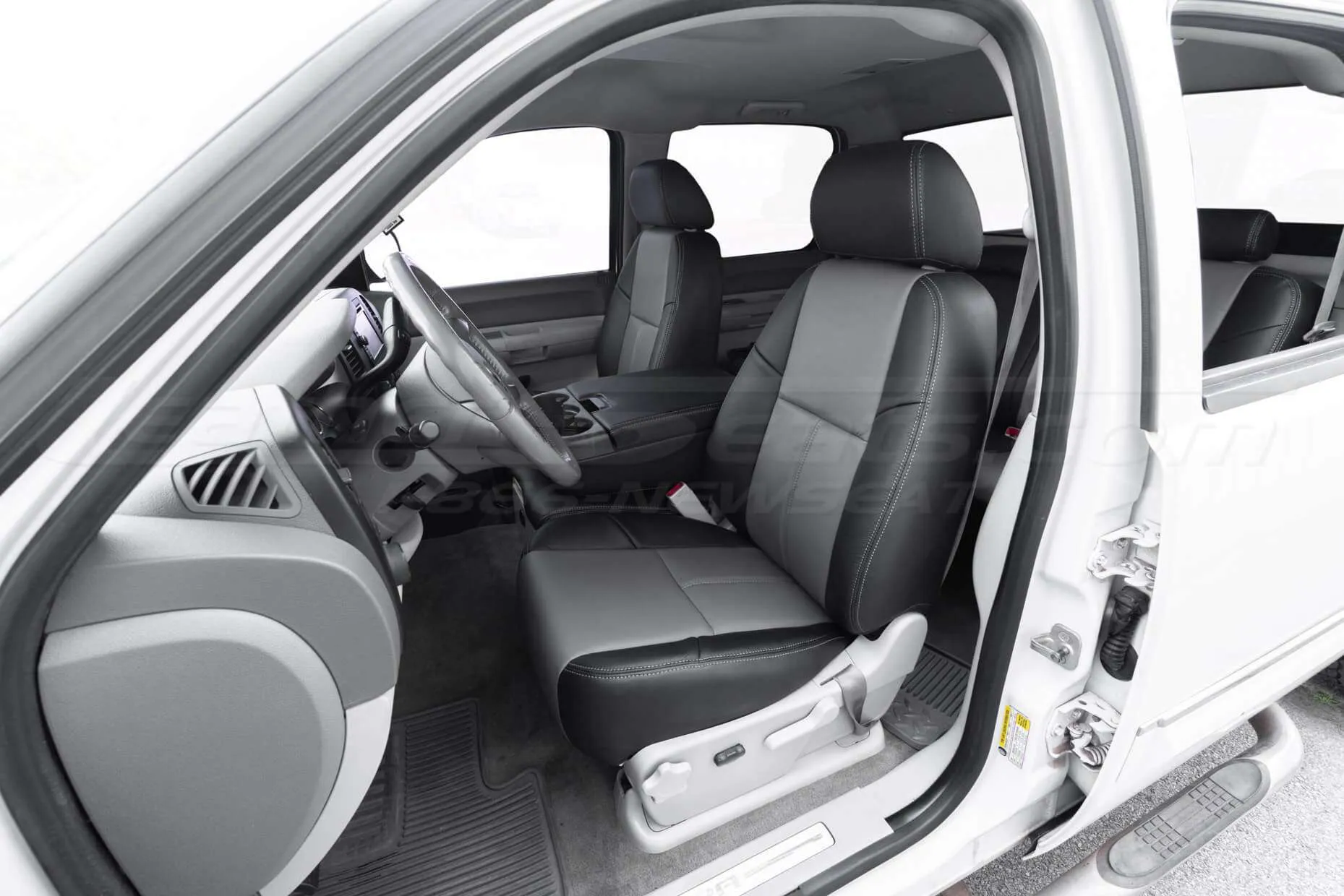 2007-2013 GMC SIerra with two-tone Black and Light Grey leather seats - Front driver
