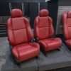 Side view of Cardinal Red Pontiac GTO leather seats