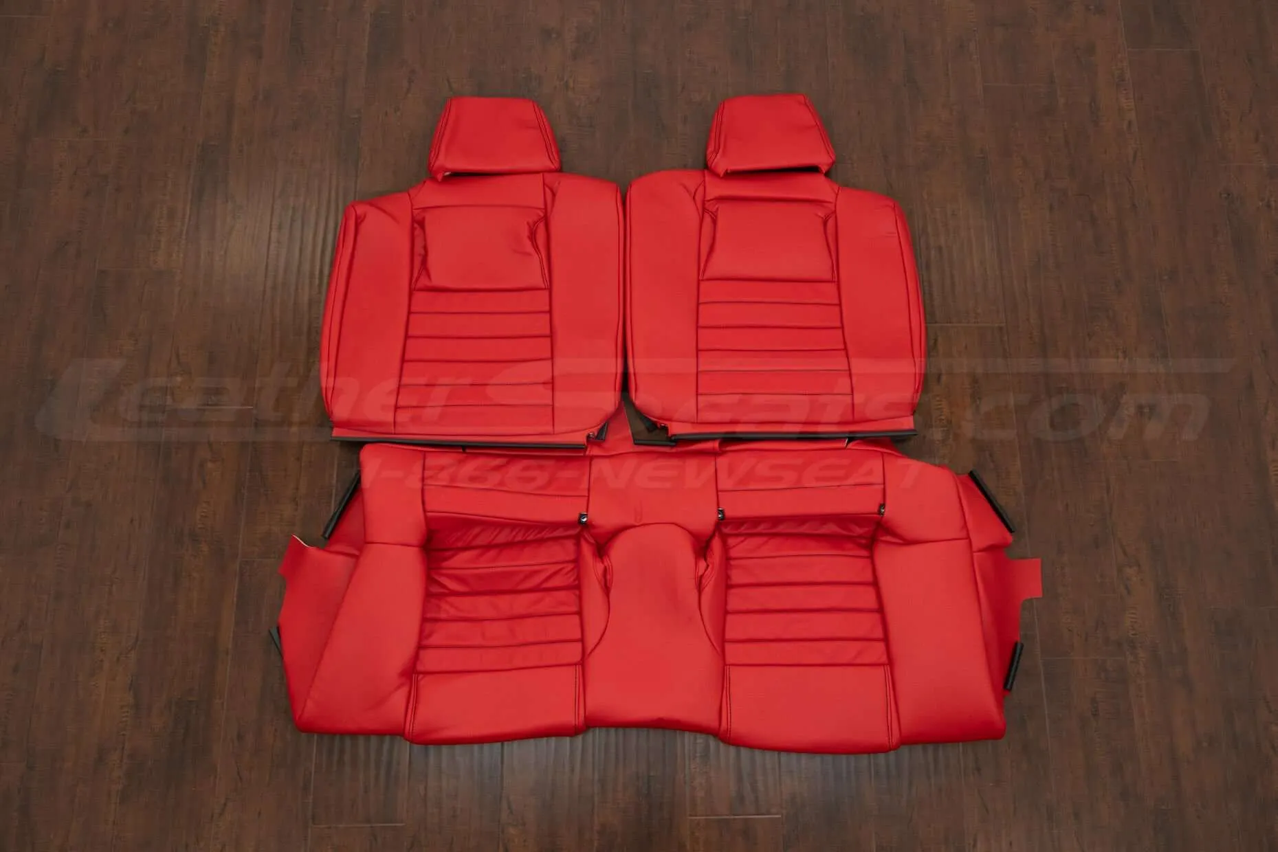 Ford Mustang rear leather seat upholstery in Bright Red