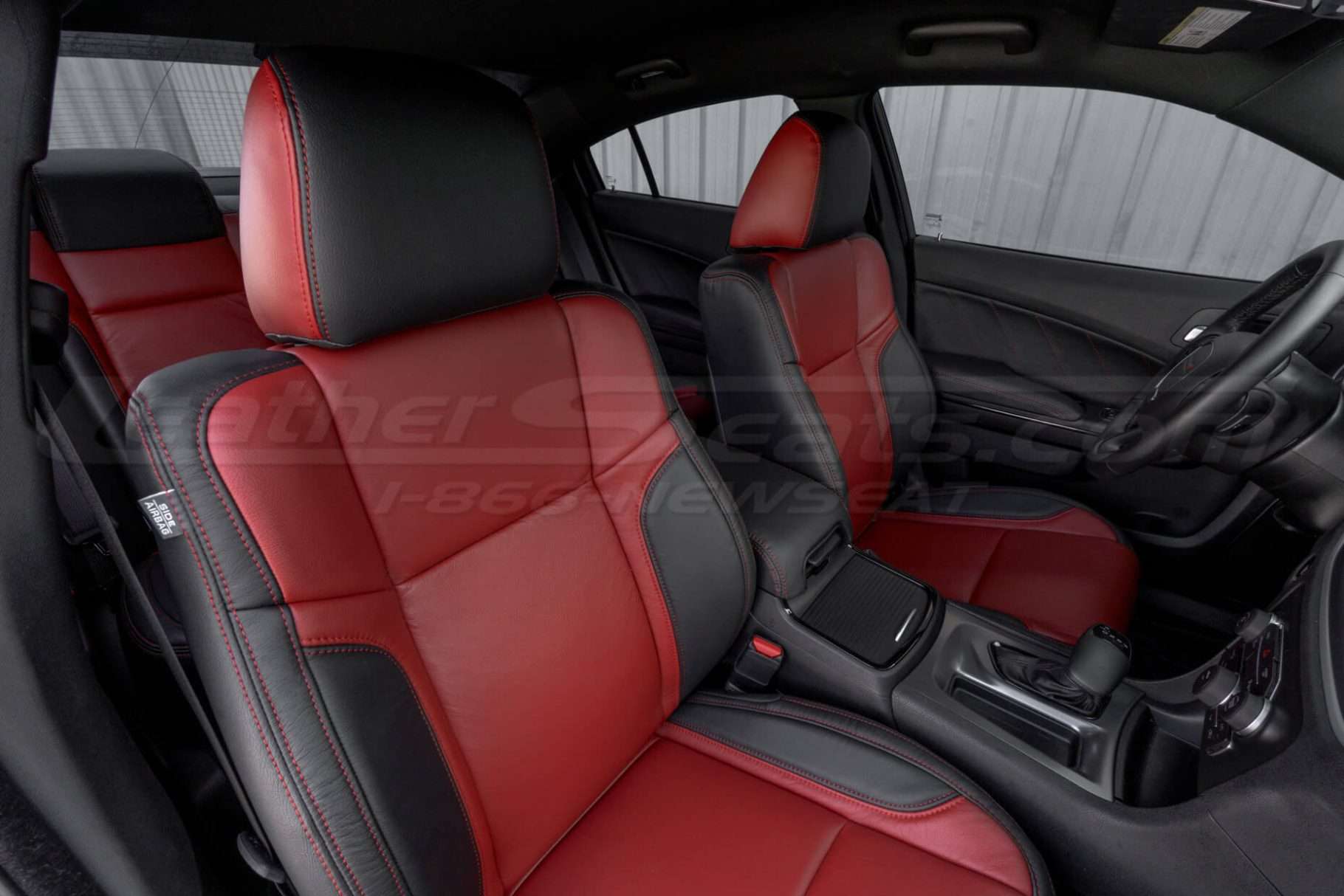 Front backrest and headrest section of front passenger leather seat