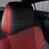 Two-tone leather headrest with contrasting Cardinal stitching