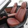 Custom Mitt Brown leather Upholstery for Mazda Miata Convertible - Front driver side interior view