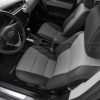 Top-down view of custom two-tone Graphite/Ash Perforated leather seats