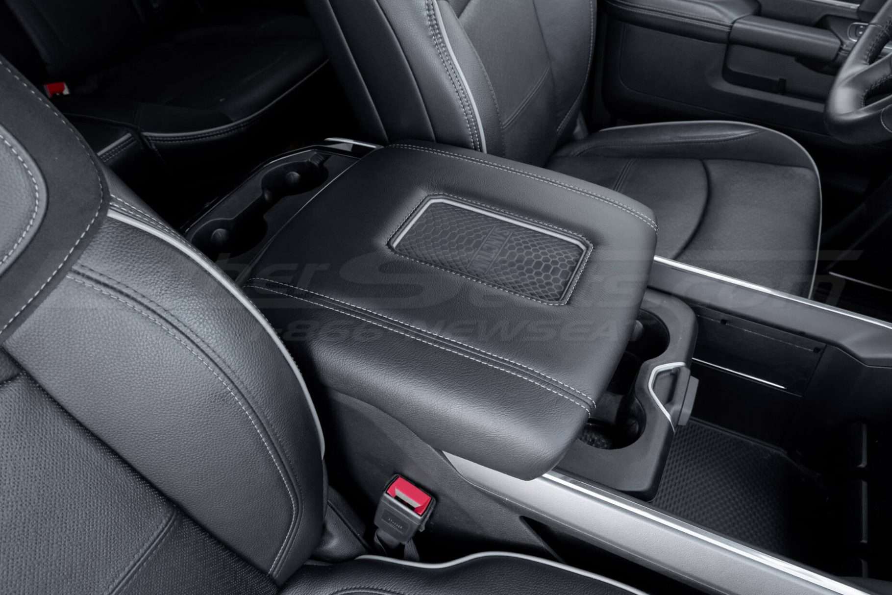 2019+ Dodge Ram Santum Wireless Charging Console in Black leather - installed
