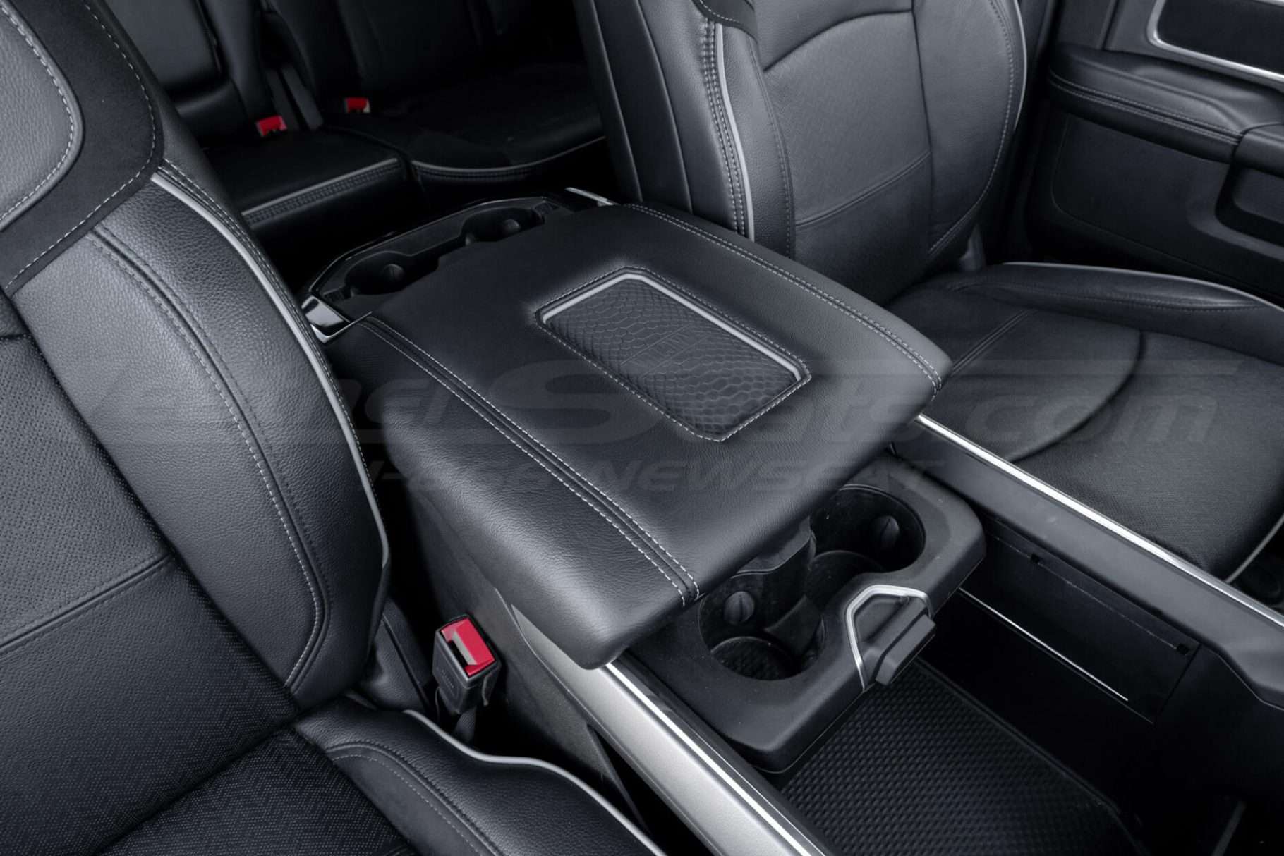 Black wireless charging center console lid for Dodge Ram