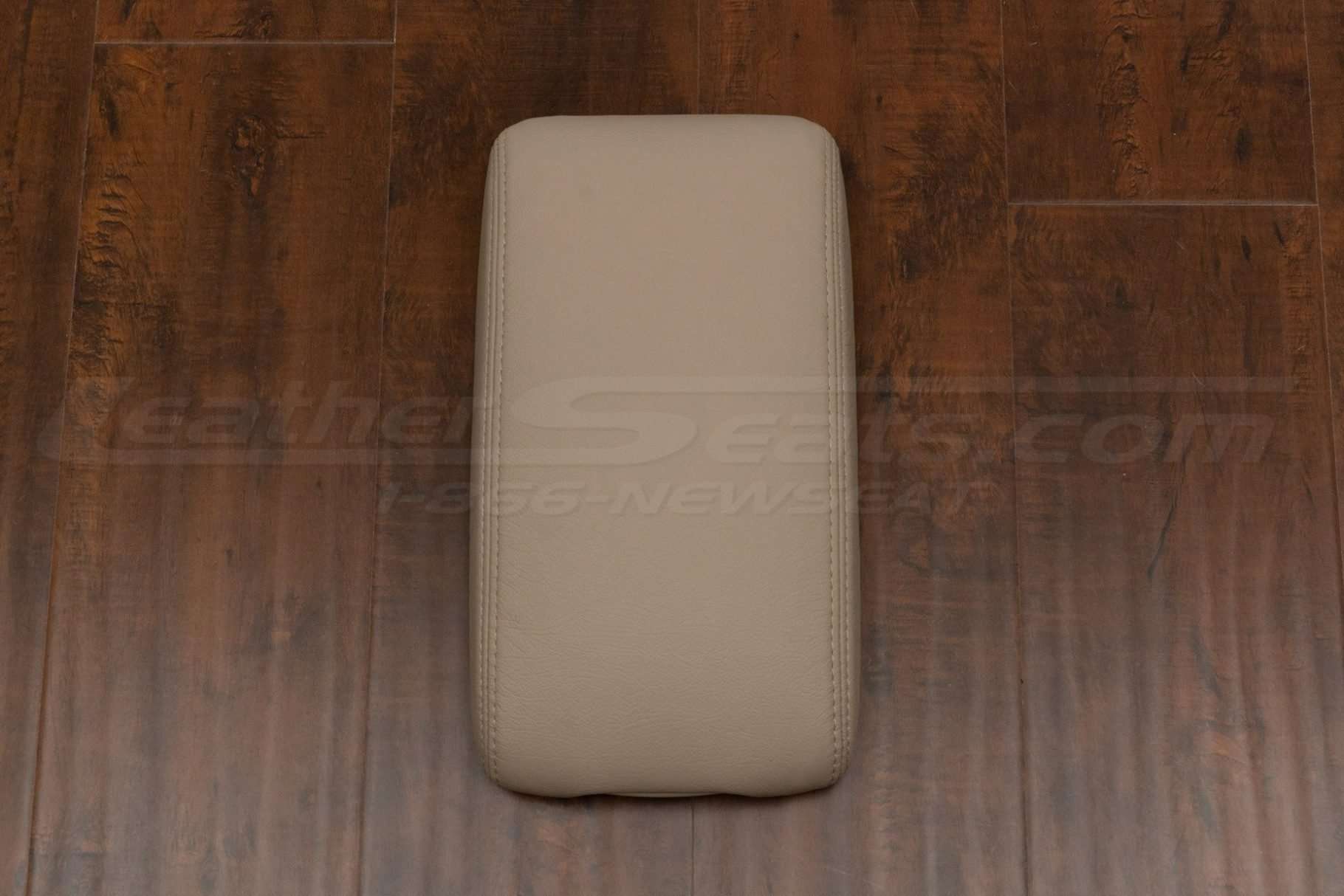 Top down view of custom leather Toyota Solara console lid