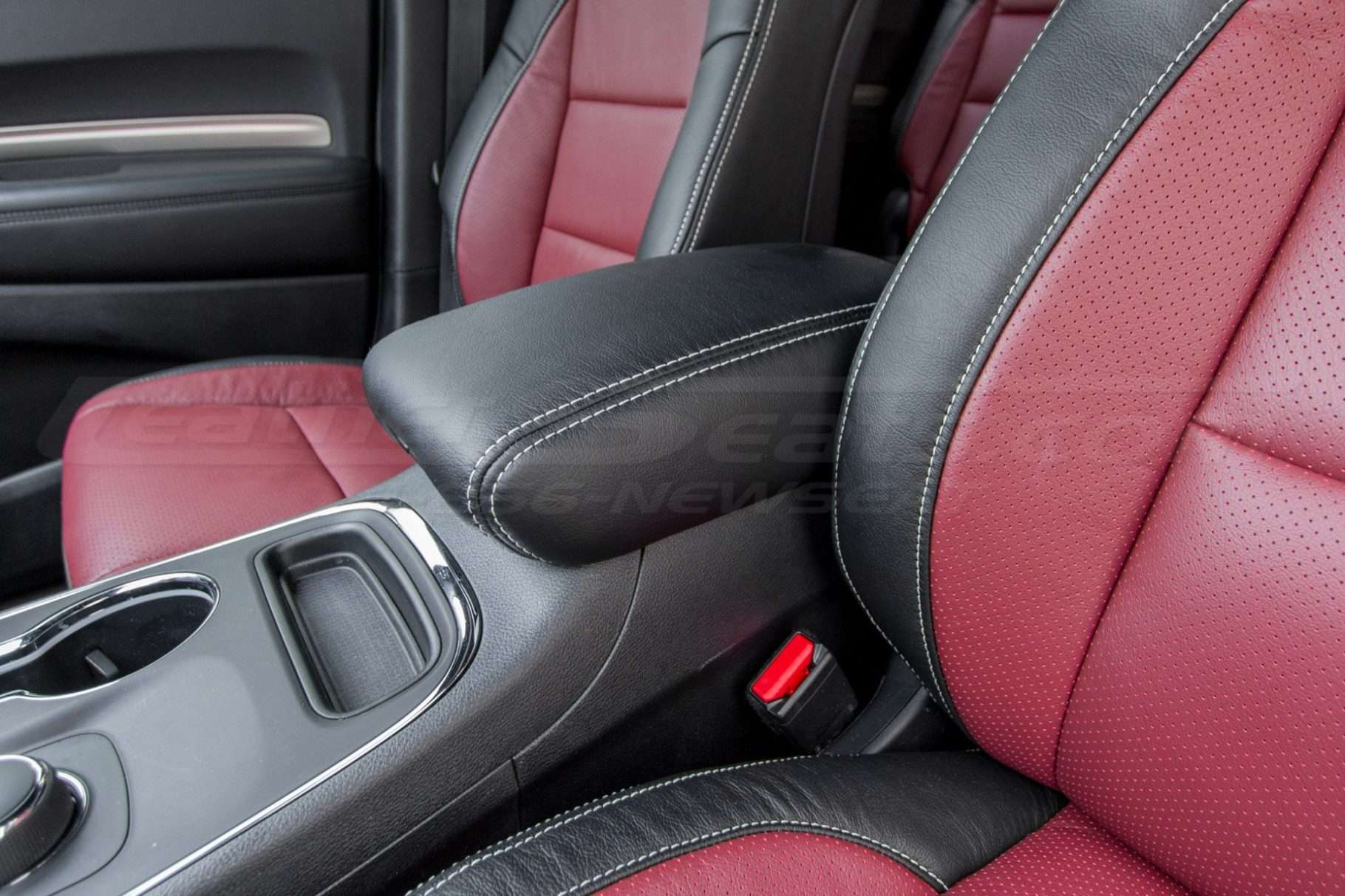 2011-2015 Dodge Durango Leather Console Lid Cover in Black - Installed