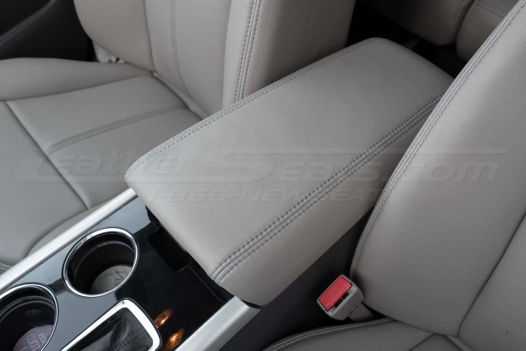 Leather Ford Console Lid close-up