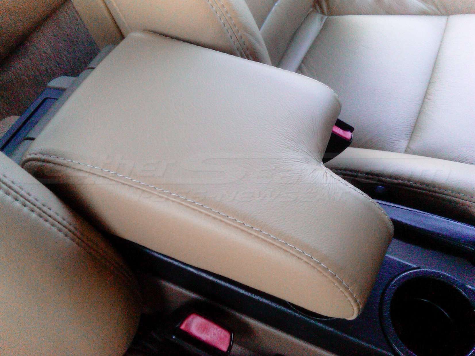 Installed BMW Console lid cover in Bisque