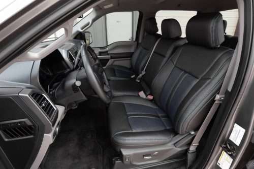 2015-2020 Ford F-150 Black and Piazza Blue installed leather kit - 40/20/40 Bench