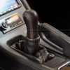 Installed Black leather shift boot with contrasting stitching for Acura NSX