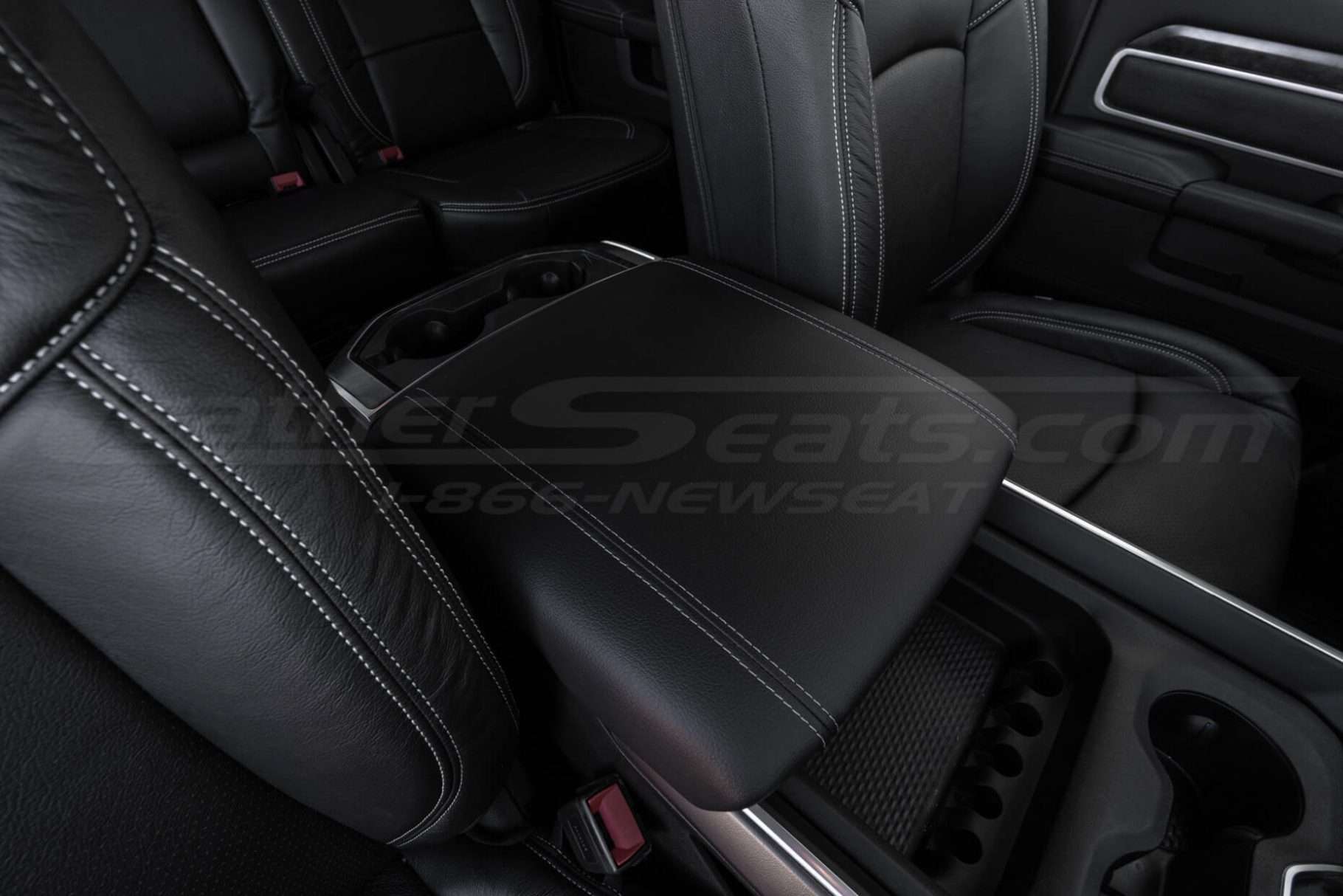 Dodge Ram installed leather console cover in Black