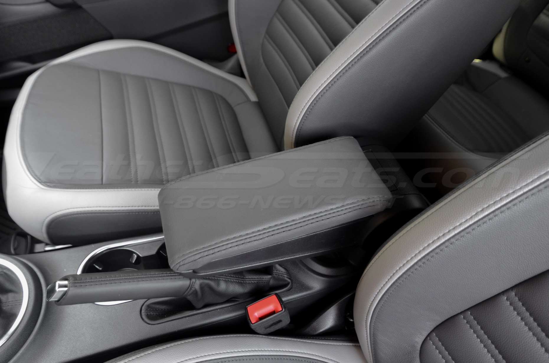 Light Grey leather Volkswagen Beetle leather console lid cover