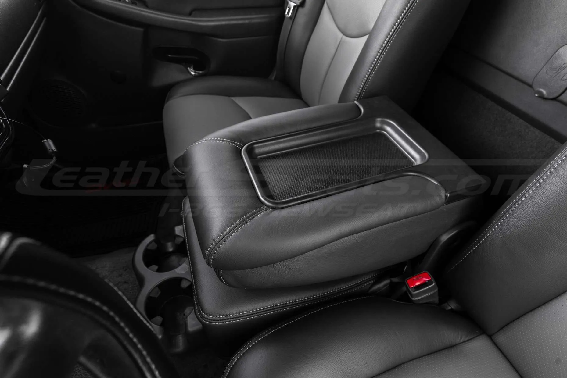 Installed leather console lid cover jump seat for GMC Sierra
