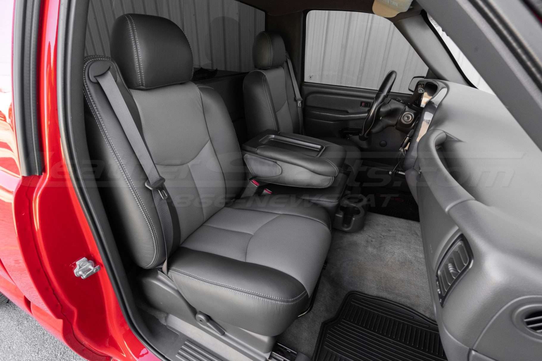 2003-2007 GMC Sierra with custom two-tone leather seats in Graphite with Smoke Body