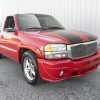 2007 GMC Sierra Exterior in Bright Red with Black racing stripes