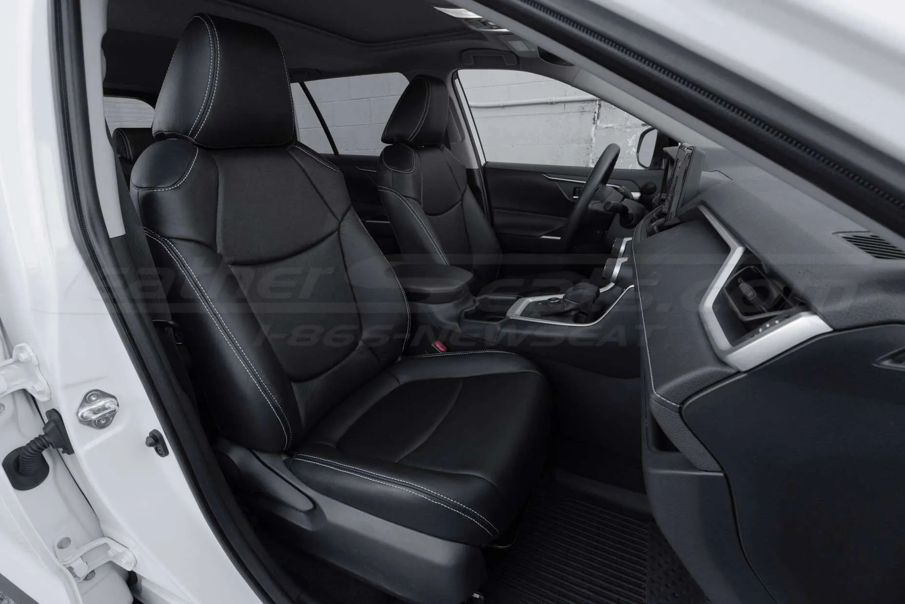 2019-2024 Toyota RAV4 XLE Hybrid Custom leather interior in Black with Dove Grey stitching - Front passenger seat