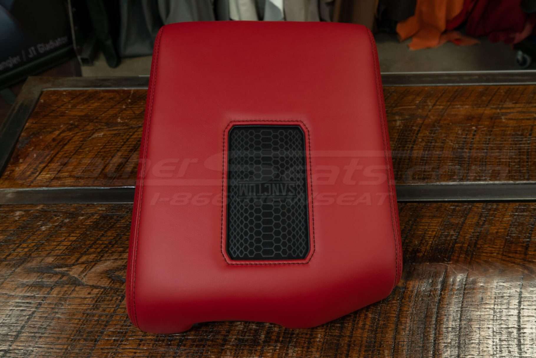 Front view of wireless phone charging center console for Toyota Tundra