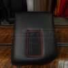 Toyota Tundra Wireless Phone Charging Console with Black leather, Bright Red stitching and Bright Red trim ring