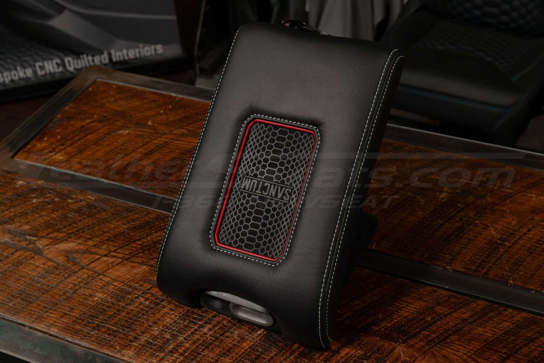 Side top-down view of Sanctum Wireless Charging Console for Ford Raptor trucks