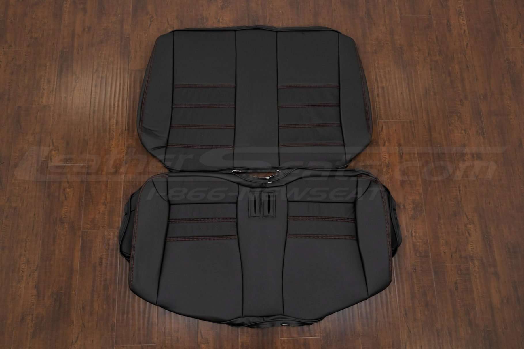 Ford Mustang GT Leather Seat Interior Kit - Black - Rear seat upholstery with Red stitching