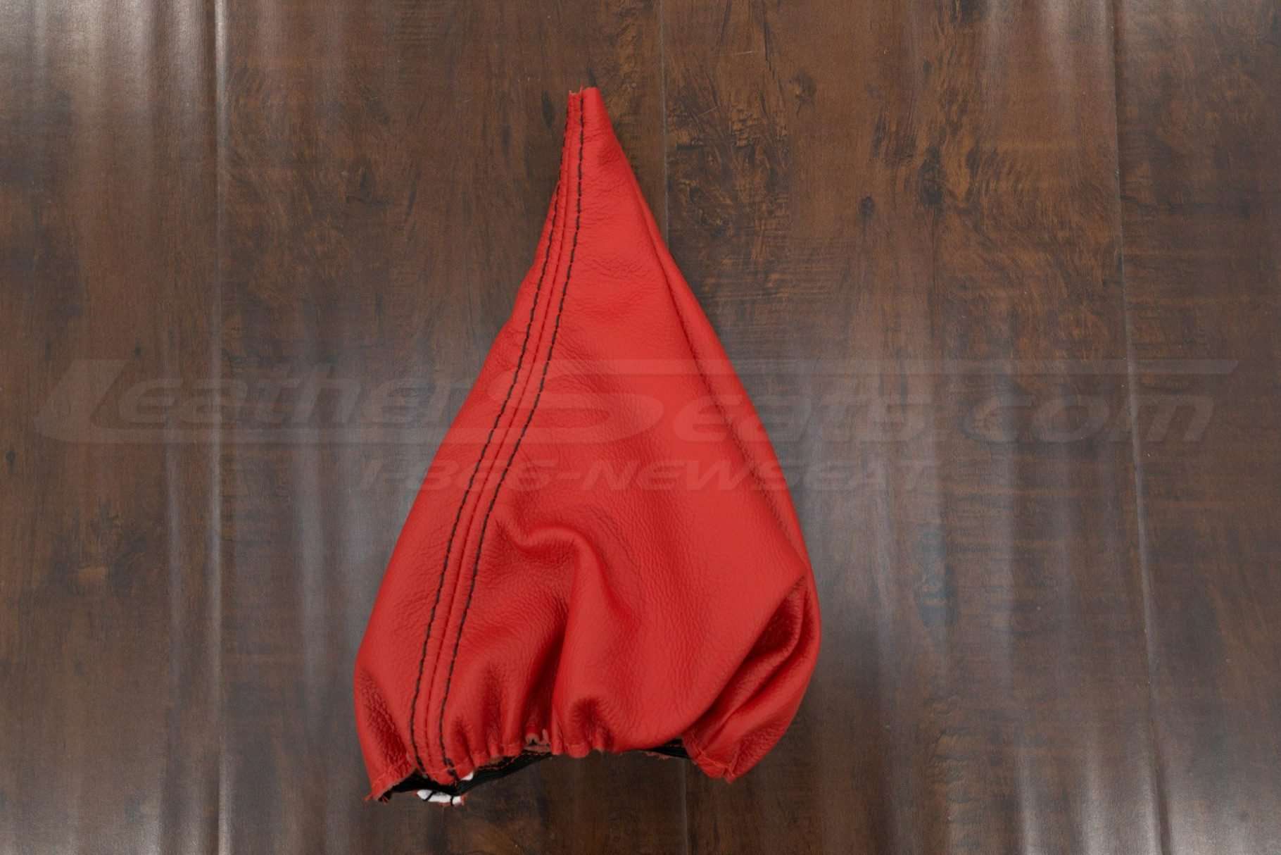 Bright Red shift boot with black stitching