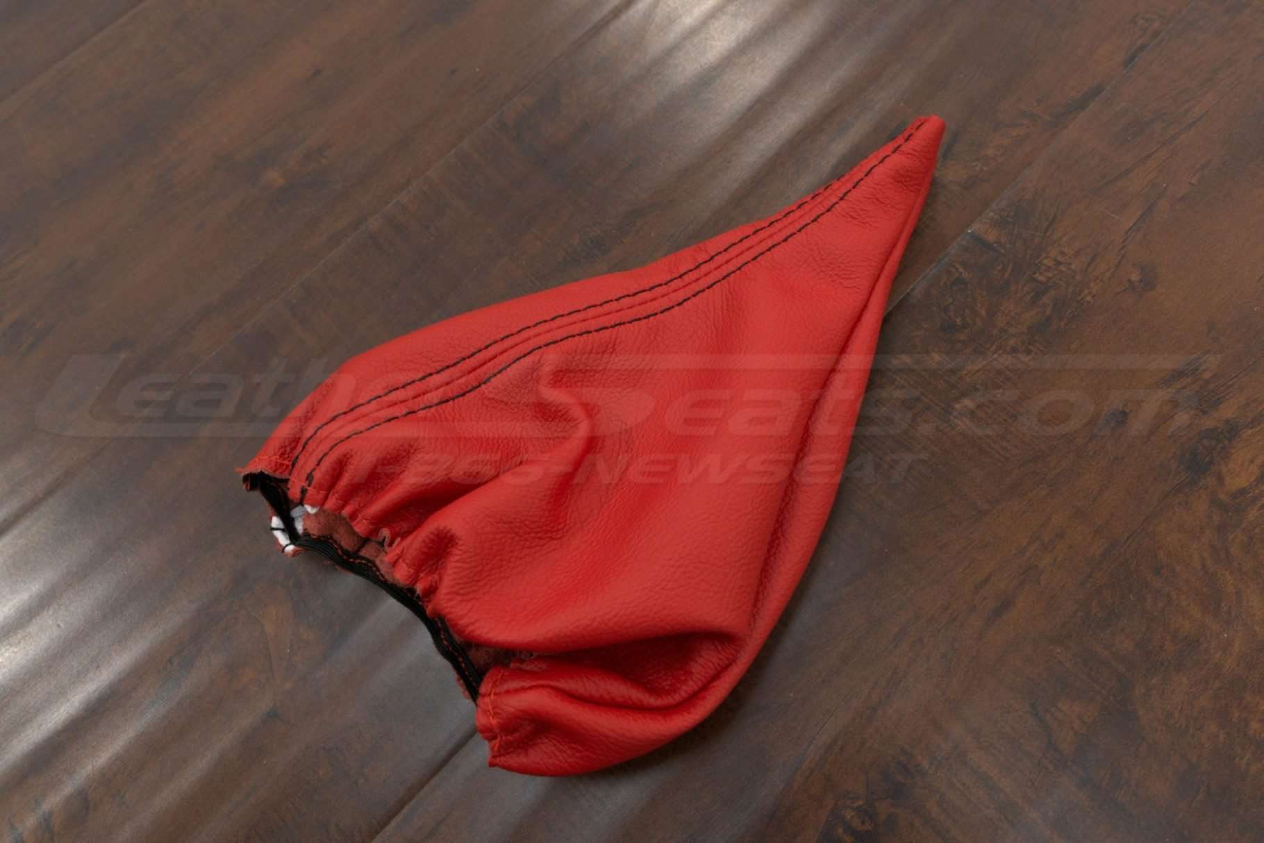 Side view of leather shift boot upholstery for Chevrolet Corvette